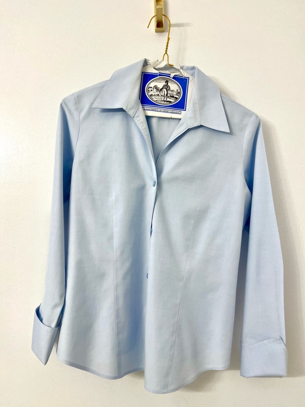 Jones New York Petite Collection Light Blue Non-Iron Shirt 100% Cotton
